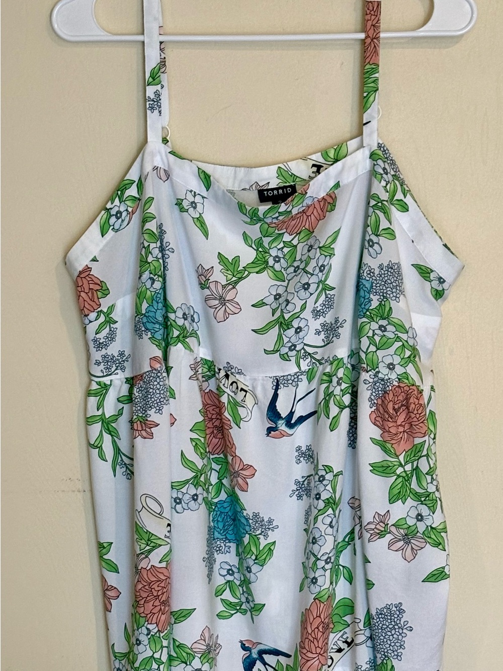 Torrid Peplum Tank Top Floral Bird Print Sz 2